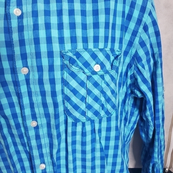 PD&C Classic Plaid Button Down Shirt Men’s XL Blue - Picture 4 of 12